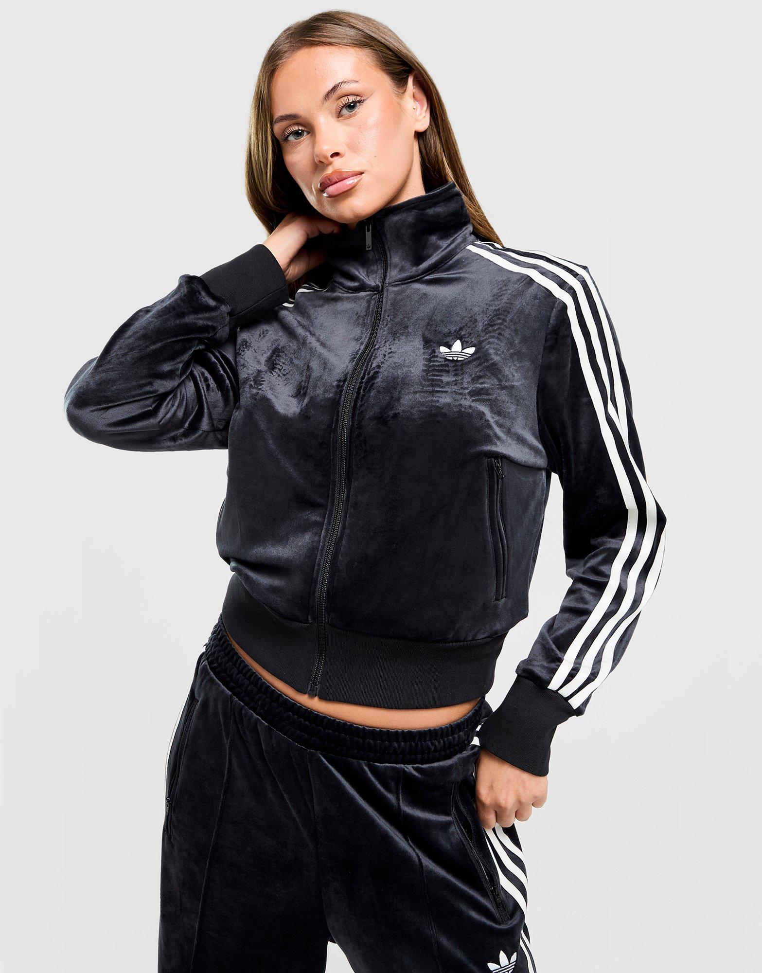 Black adidas Velour 3-Stripes Track Top - JD Sports New Zealand