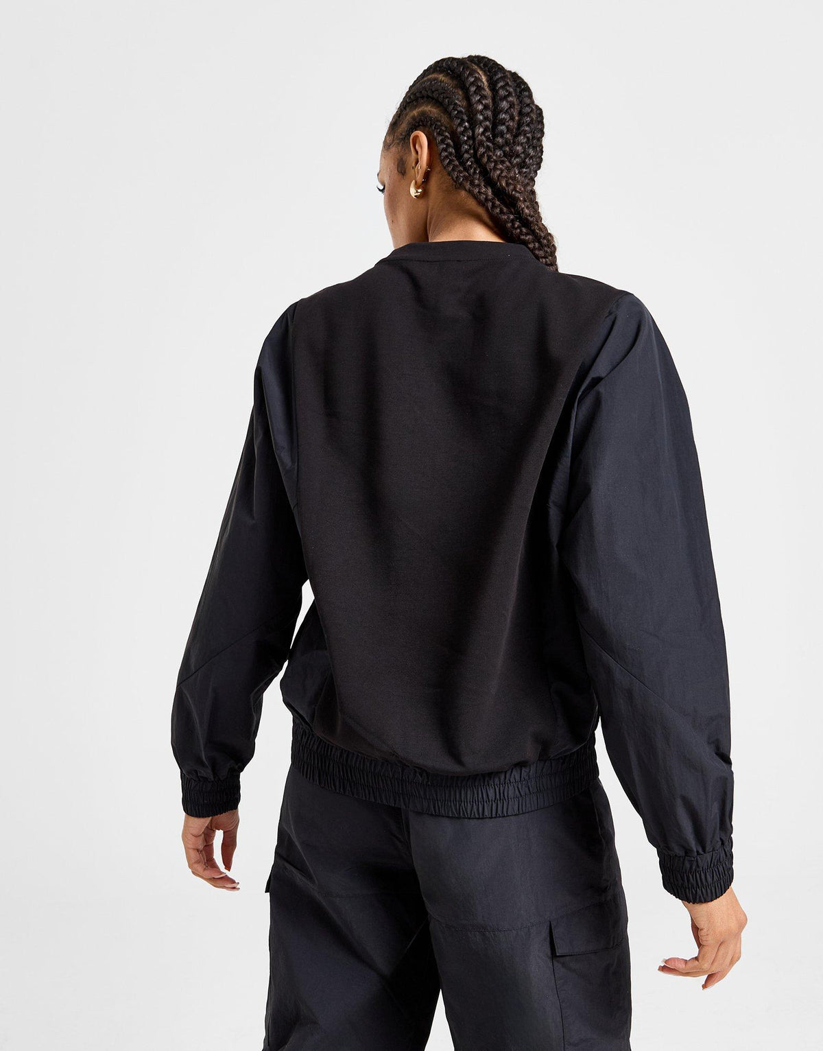 Woven Panel Crew Sweatshirt