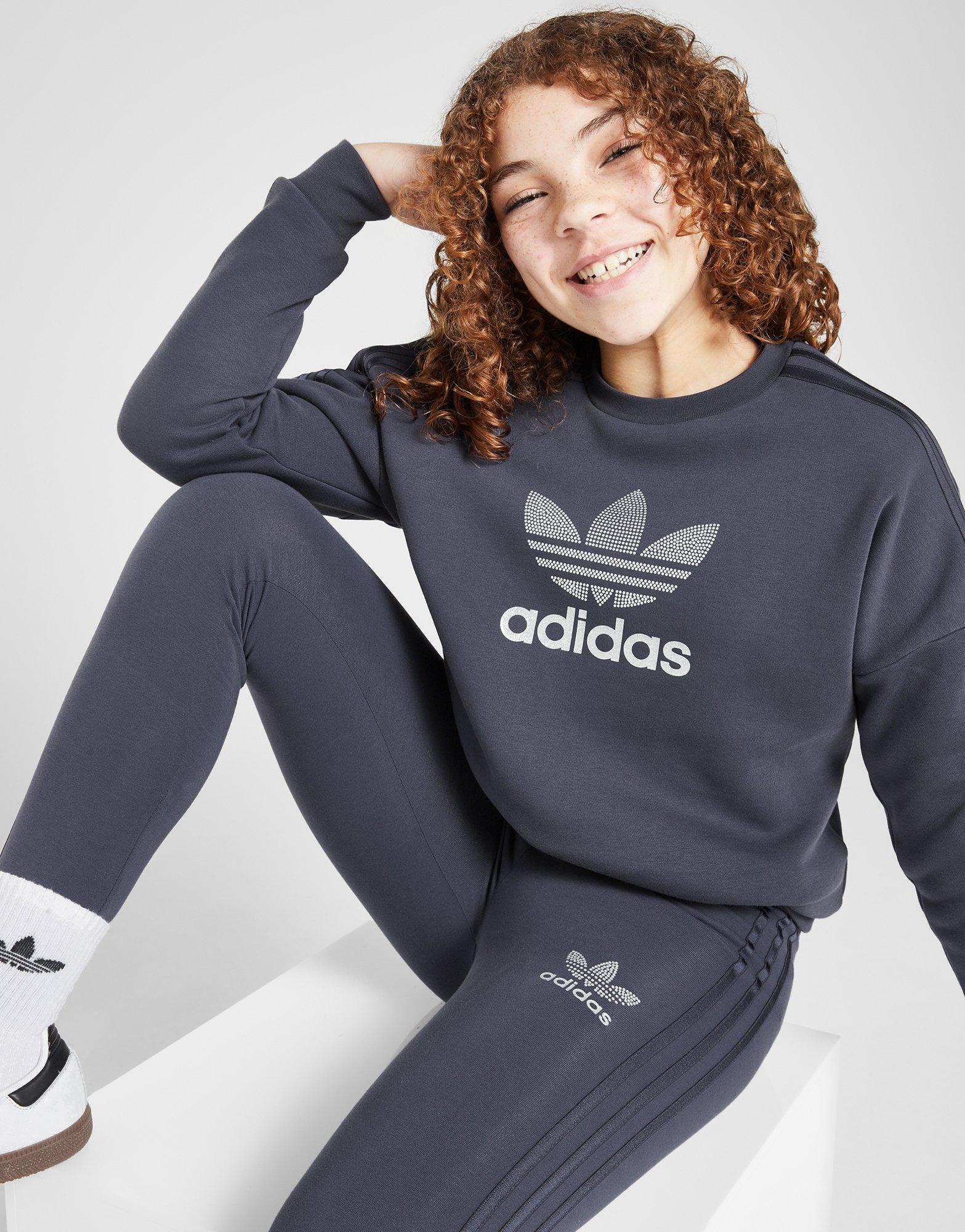 Girls' Glitter Trefoil Crew Sweatshirt Junior