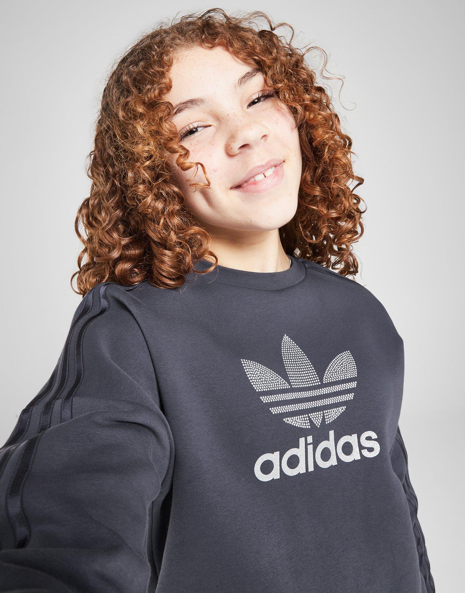 Girls' Glitter Trefoil Crew Sweatshirt Junior
