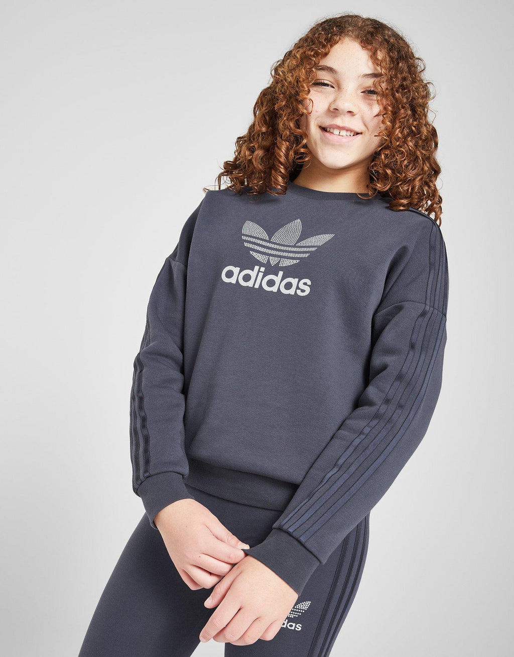 Girls' Glitter Trefoil Crew Sweatshirt Junior
