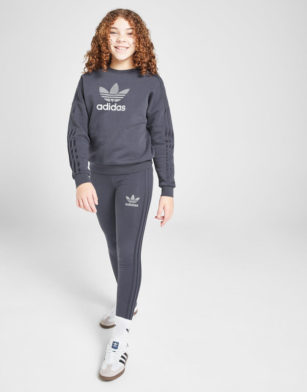 Girls' Glitter Trefoil Crew Sweatshirt Junior