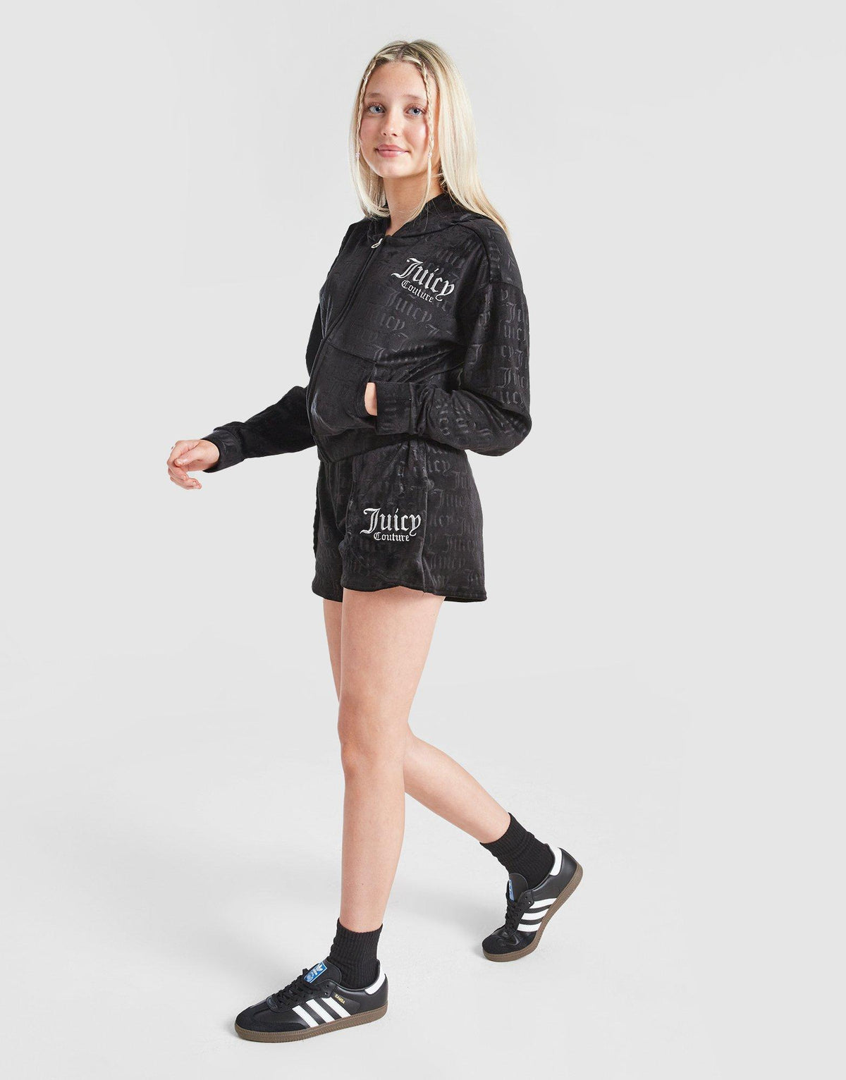 Girls' Full Zip Hoodie Shorts Tracksuit Junior
