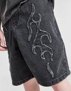 Flame Denim Shorts Junior