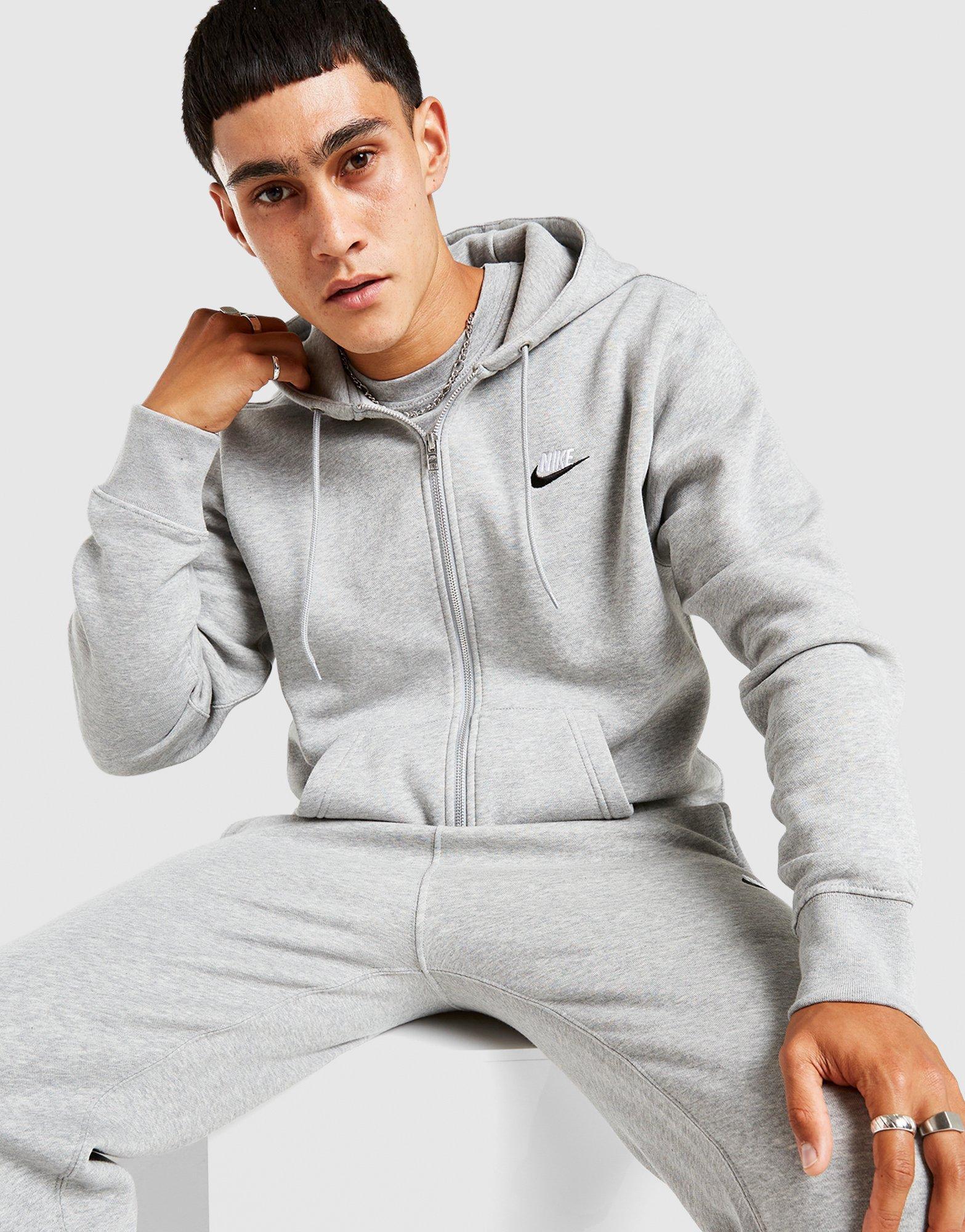 Grey Nike Club Full-Zip Hoodie - JD Sports New Zealand
