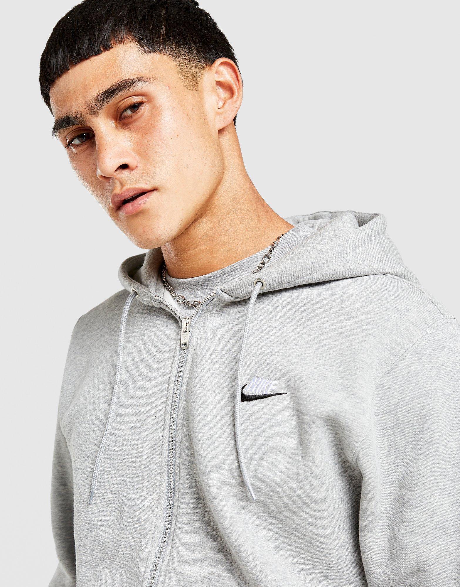 Grey Nike Club Full-Zip Hoodie - JD Sports New Zealand