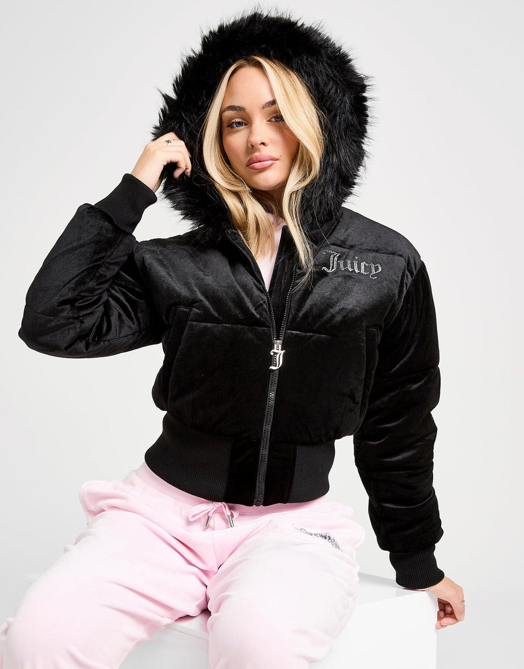 Velour Padded Crop Jacket