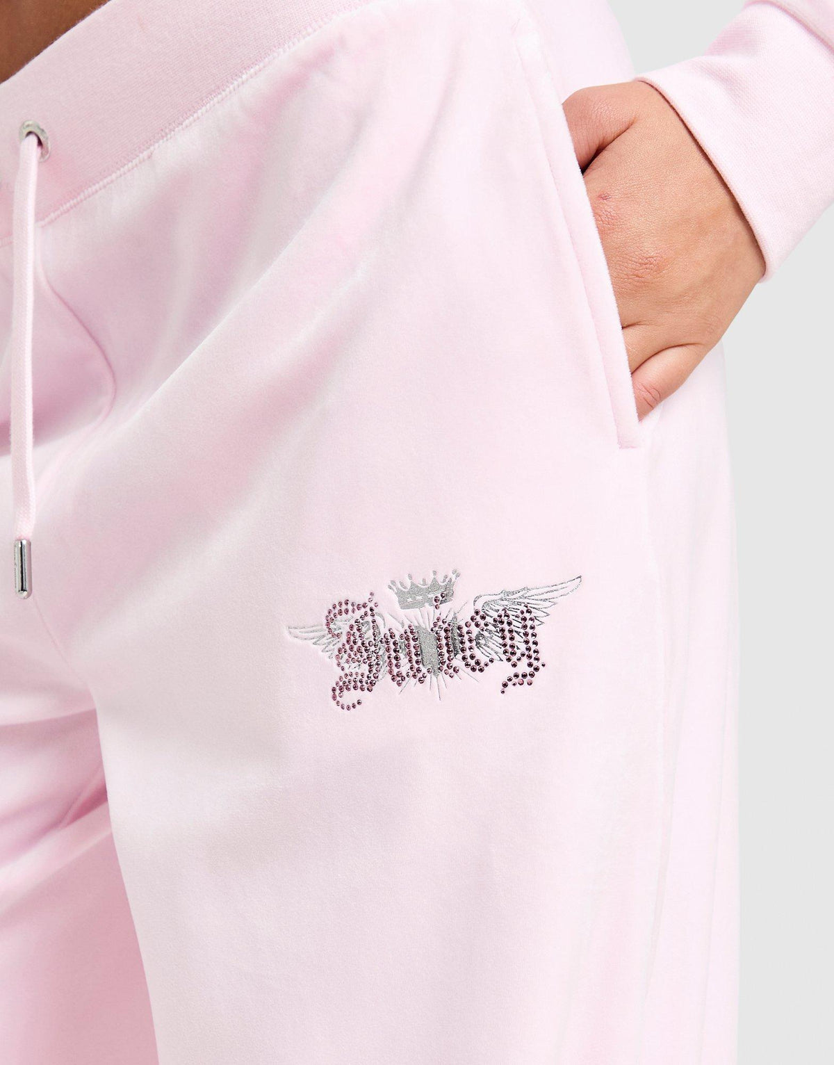 Angel Velour Diamante Wide Joggers