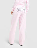 Angel Velour Diamante Wide Joggers