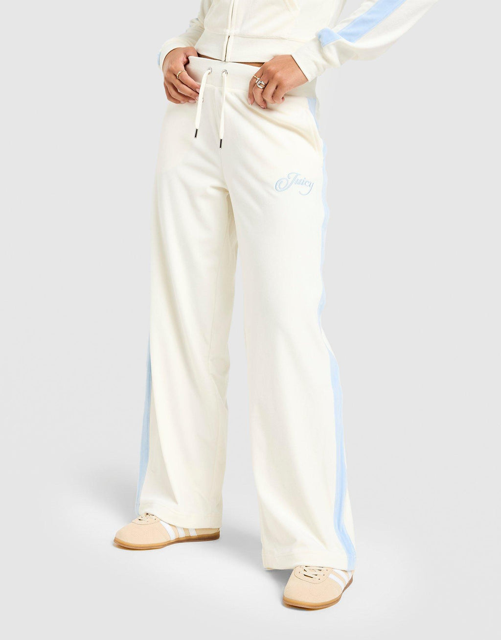 Script Velour Wide Track Pants