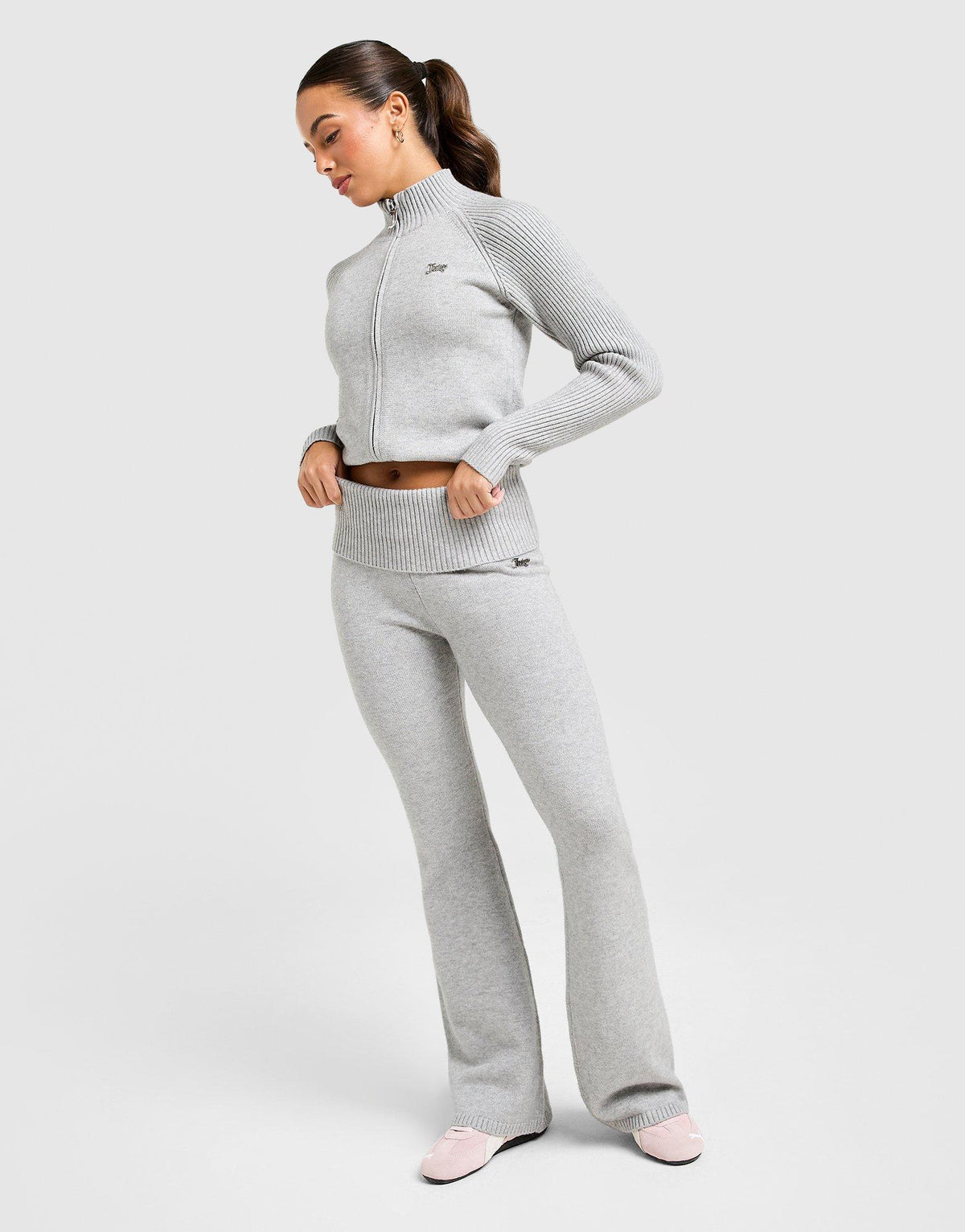 Knit Fold Over Flare Joggers