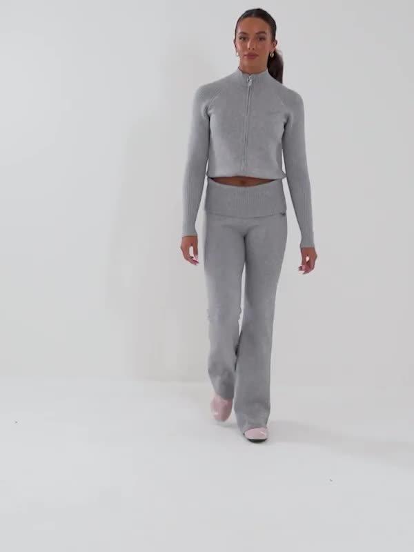 Knit Fold Over Flare Joggers