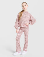 Girls' Ribbed Leopard Print Tracksuit Children