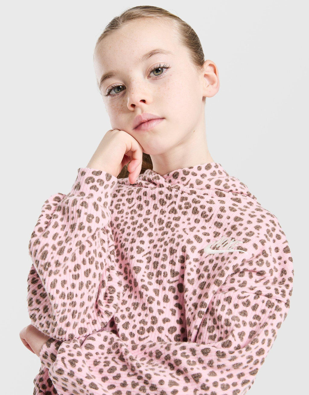 Girls' Ribbed Leopard Print Tracksuit Children