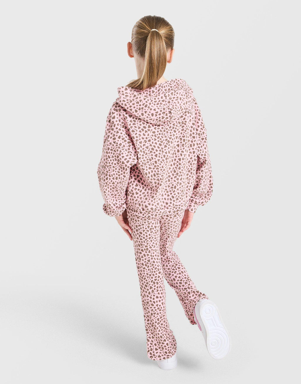 Girls' Ribbed Leopard Print Tracksuit Children
