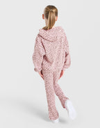 Girls' Ribbed Leopard Print Tracksuit Children