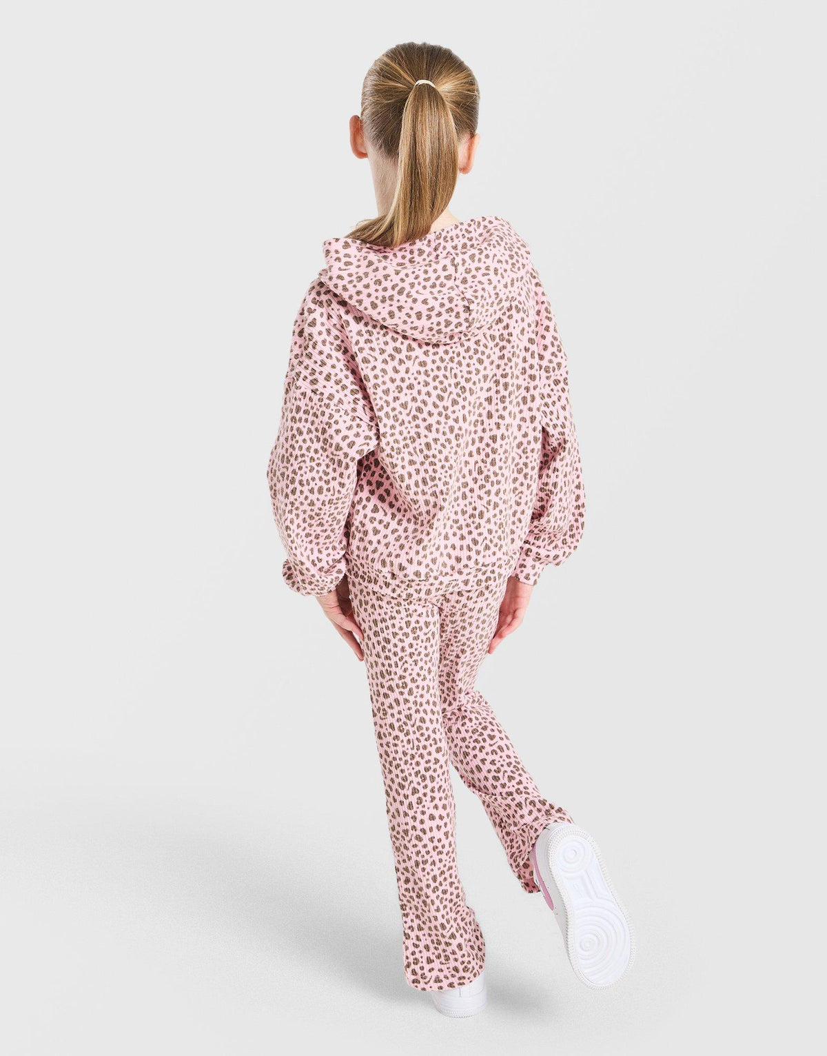 Girls' Ribbed Leopard Print Tracksuit Children