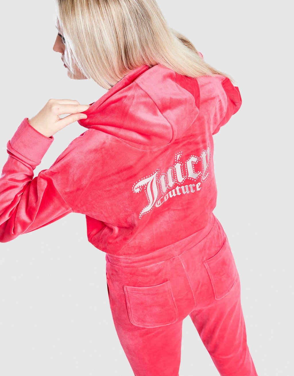 Velour Glitter Full Zip Tracksuit Junior's