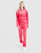 Velour Glitter Full Zip Tracksuit Junior's