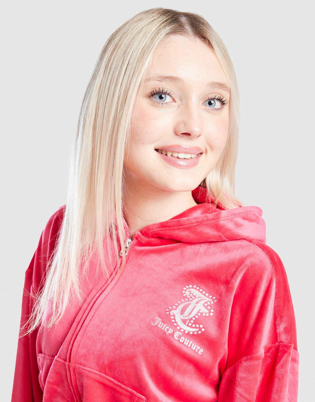Velour Glitter Full Zip Tracksuit Junior's