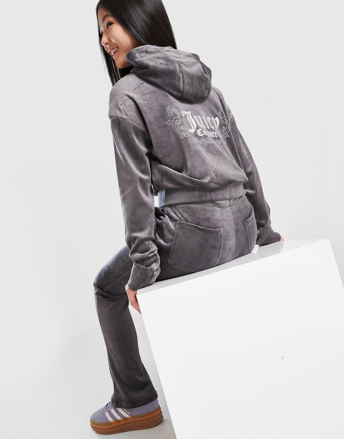 Velour Glitter Full Zip Tracksuit Children's