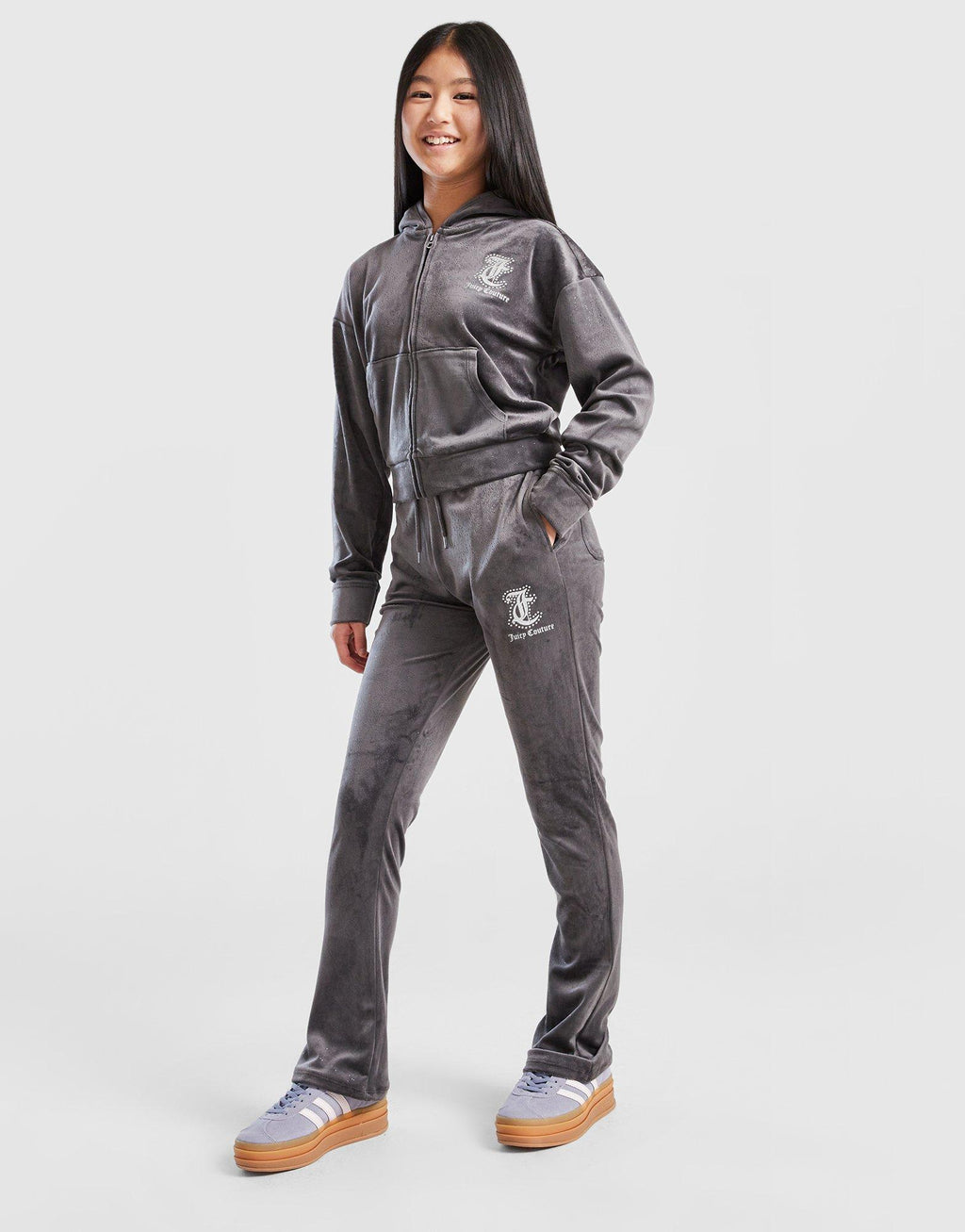 Velour Glitter Full Zip Tracksuit Children's