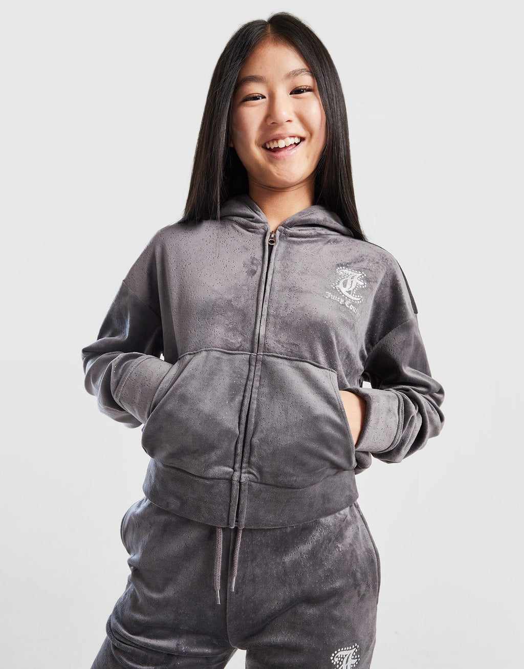 Velour Glitter Full Zip Tracksuit Children's