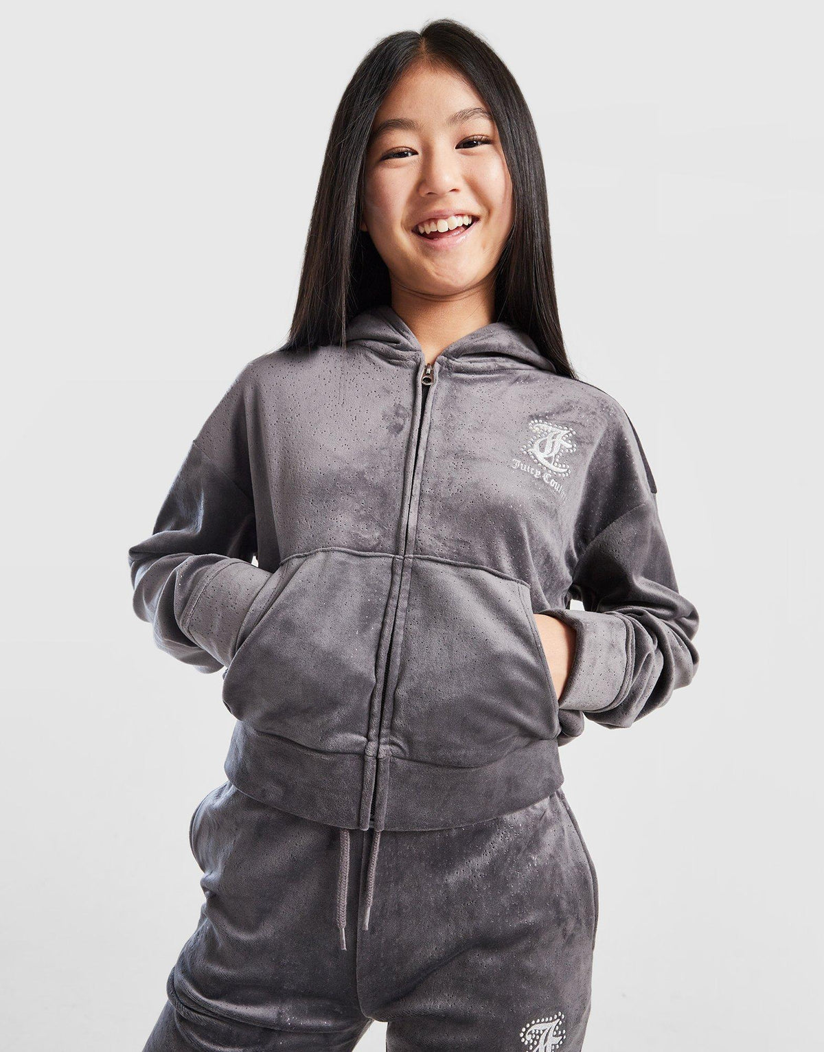 Velour Glitter Full Zip Tracksuit Children's