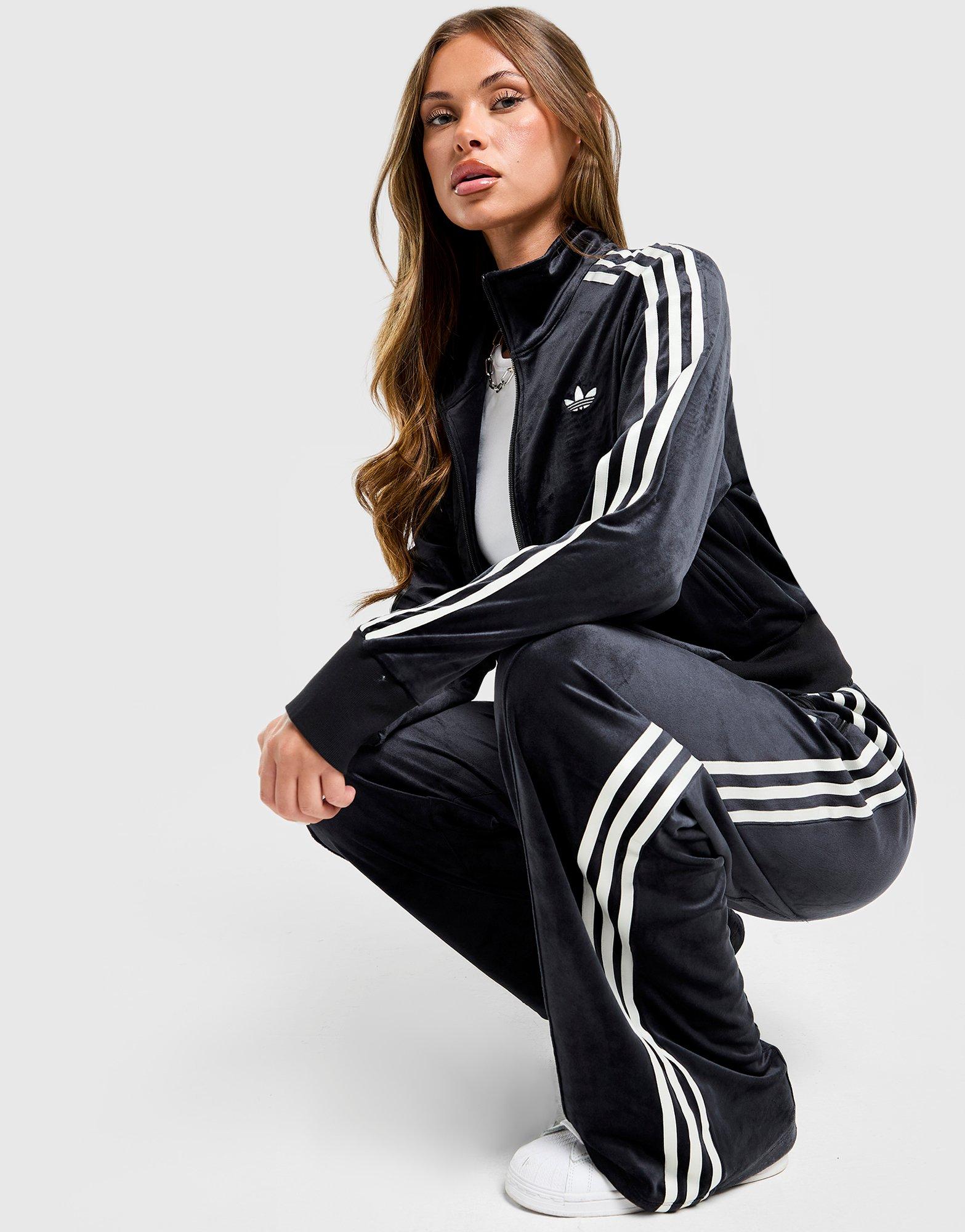 Black adidas Velour 3-Stripes Track Top - JD Sports New Zealand