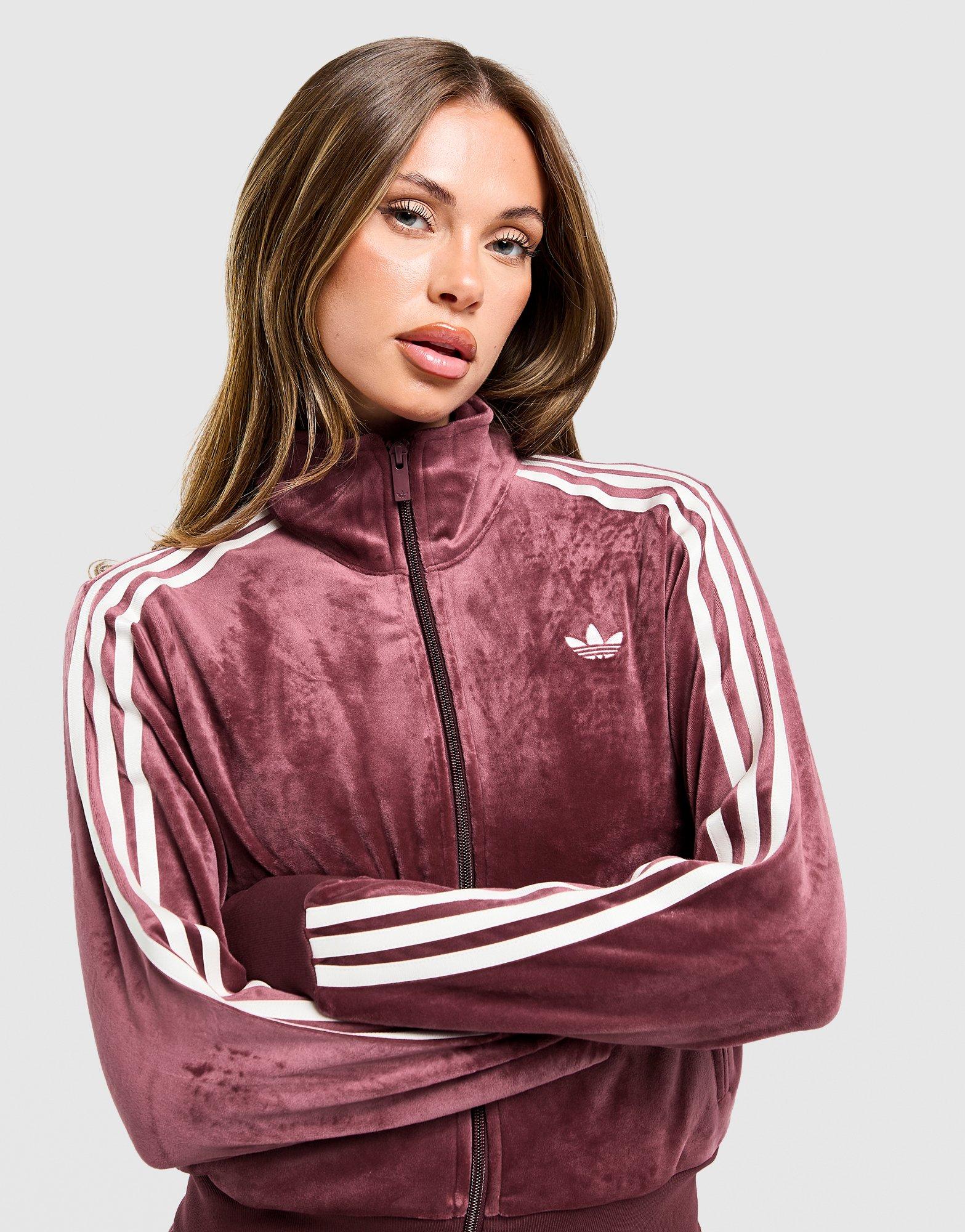 Red adidas Velour 3-Stripes Track Top - JD Sports New Zealand