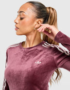 Velour 3-Stripes Long Sleeve T-Shirt