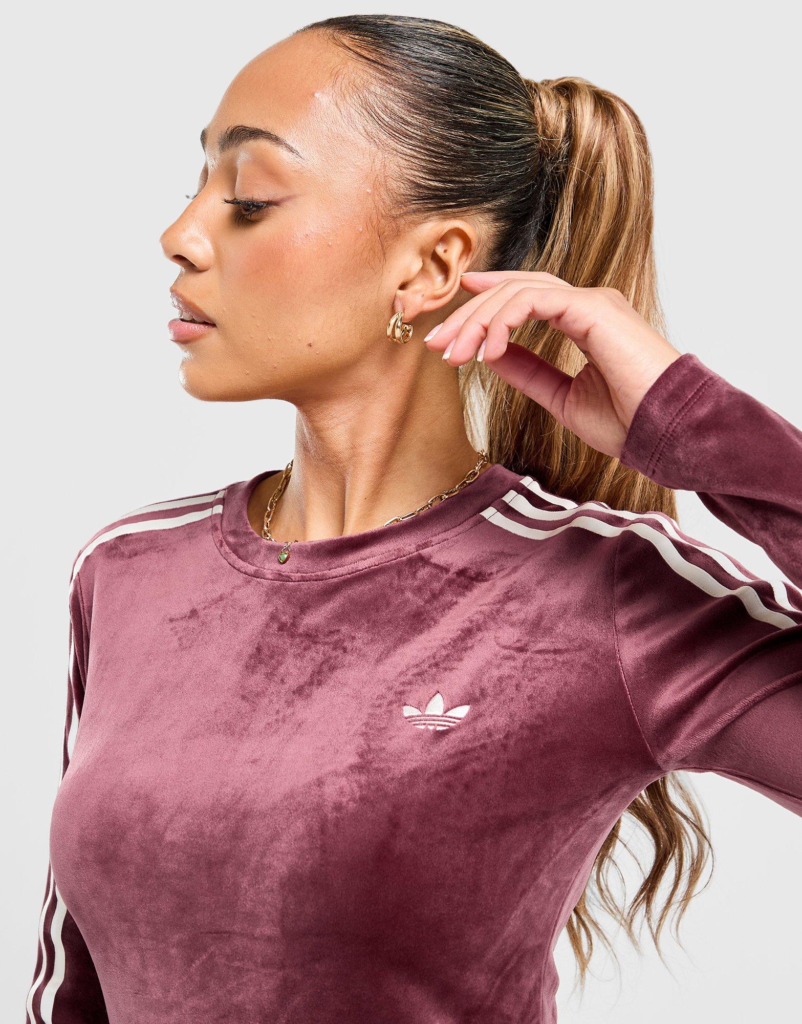 Velour 3-Stripes Long Sleeve T-Shirt
