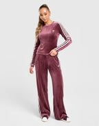 Velour 3-Stripes Long Sleeve T-Shirt