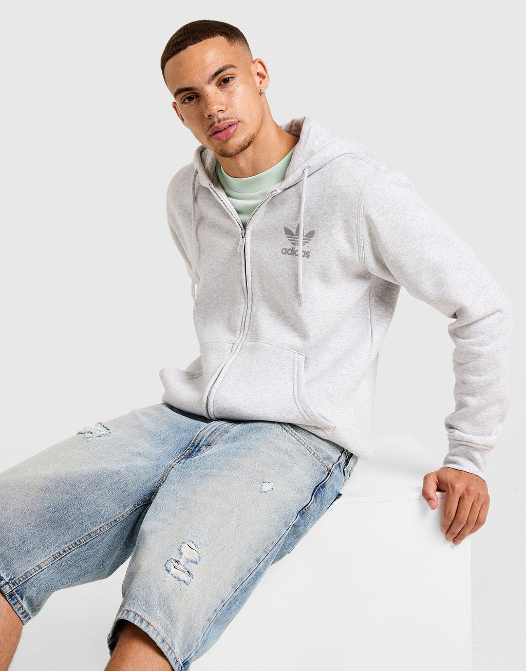Trefoil Logo Full Zip Hoodie