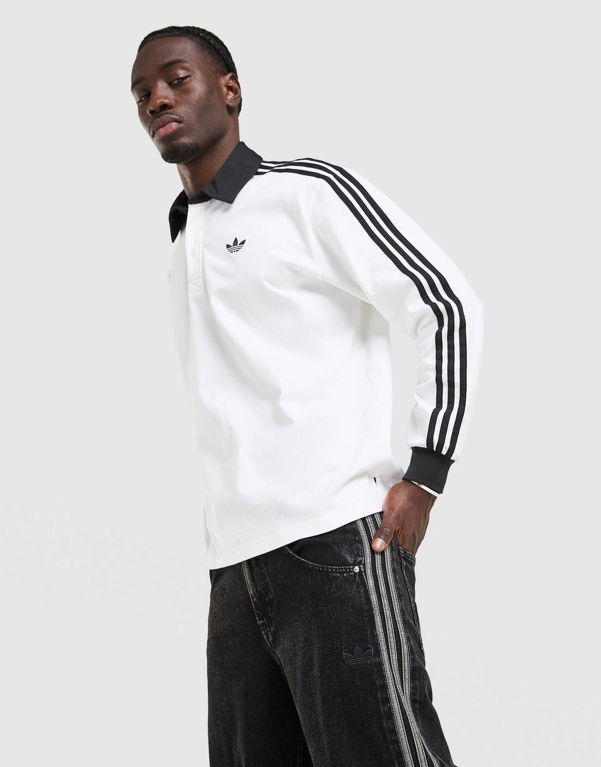 3-Stripes Rugby Long Sleeve Polo Shirt