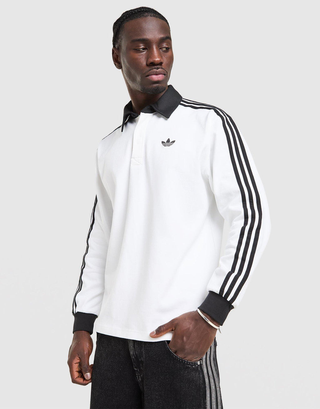 3-Stripes Rugby Long Sleeve Polo Shirt