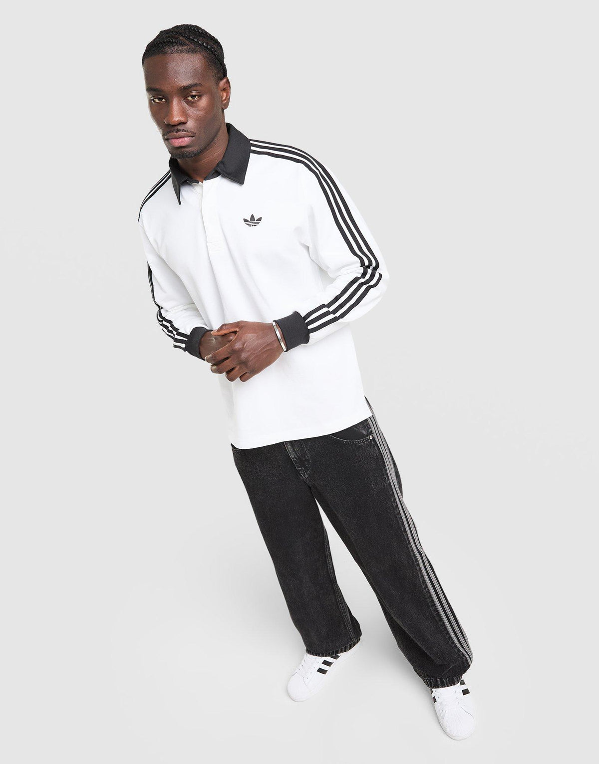 3-Stripes Rugby Long Sleeve Polo Shirt