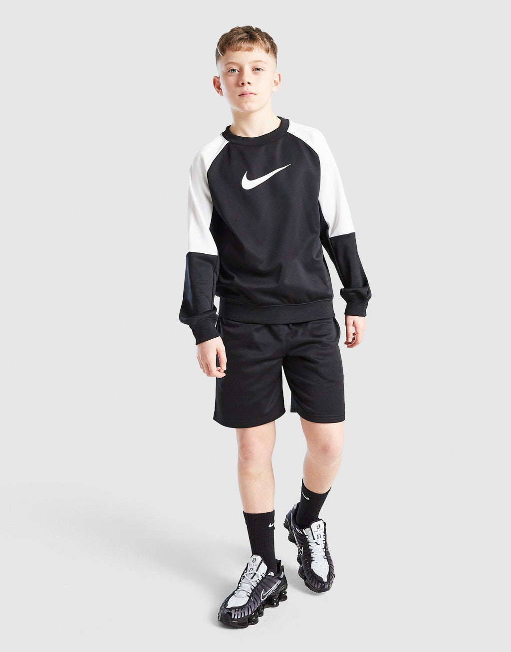 Poly Crew Sweatshirt/Shorts Set Junior