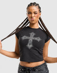 Cross Diamante Baby T-Shirt
