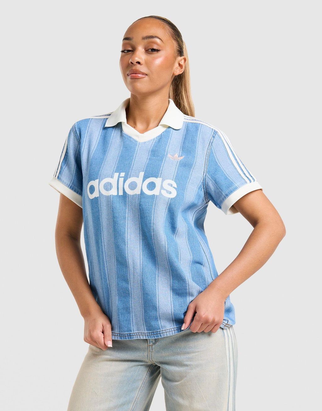 3-Stripes Denim Football T-Shirt