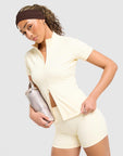 Sculpt Short Sleeve Full Zip Top