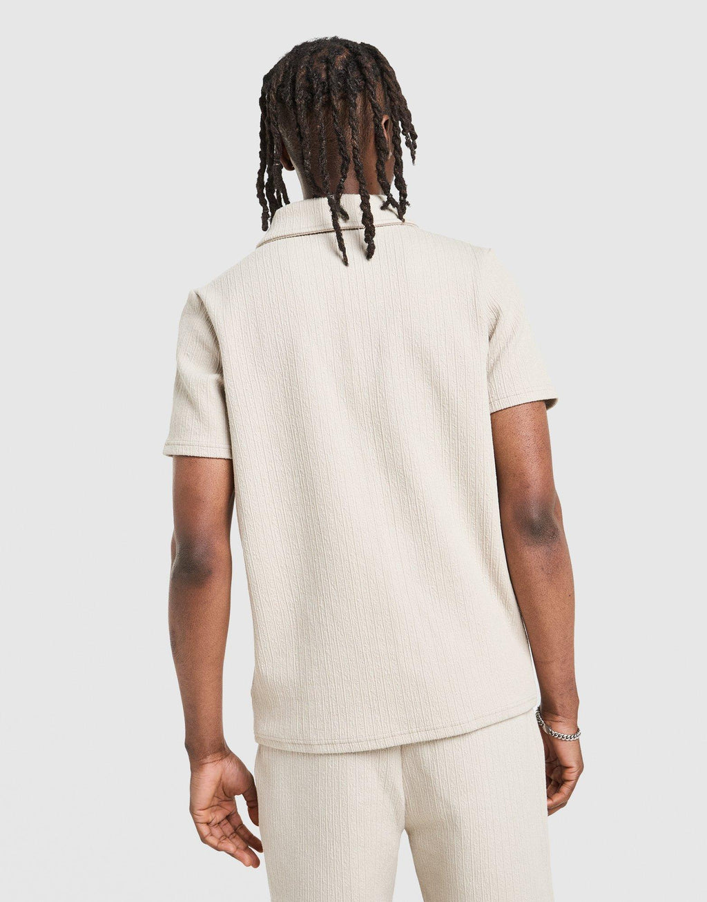 Textured Zip Polo Shirt