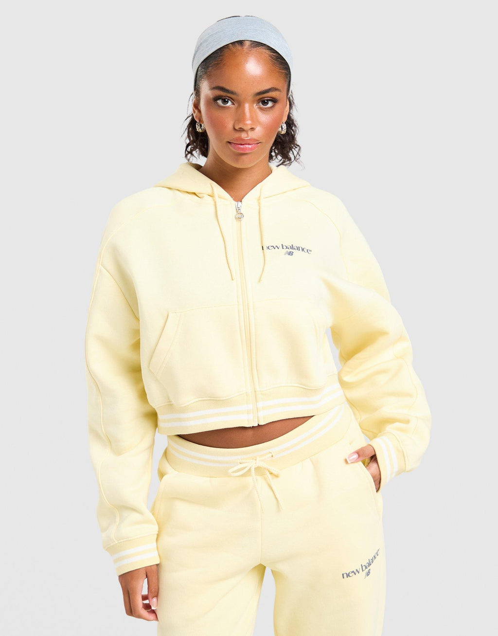 Cropped Ribbed Full Zip Hoodie