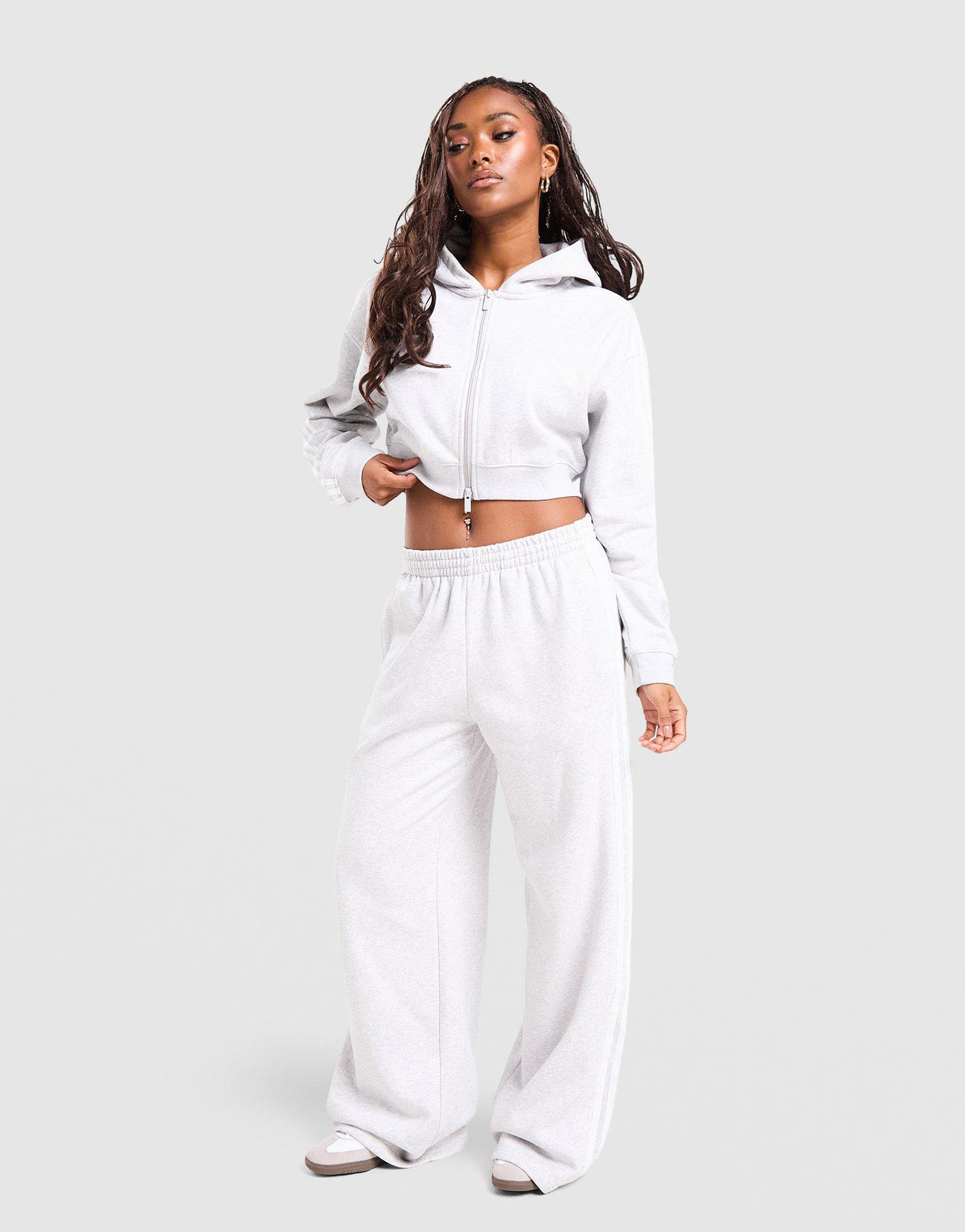 3-Stripes Cropped Full Zip Hoodie