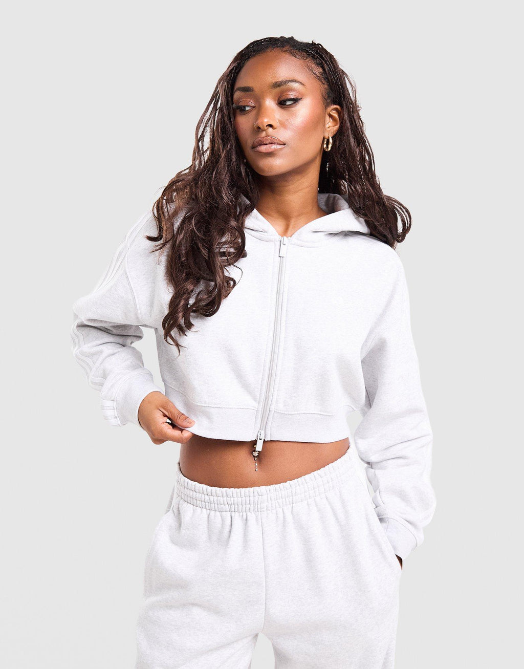3-Stripes Cropped Full Zip Hoodie