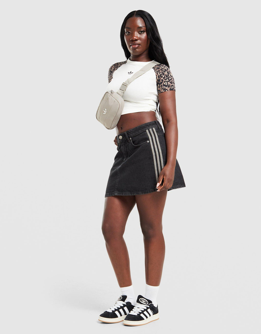 Denim 3-Stripes Mini Skirt