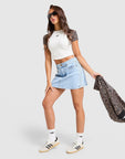 Denim 3-Stripes Mini Skirt