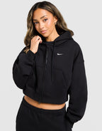 Studio Fleece Cropped Full Zip Hoodie