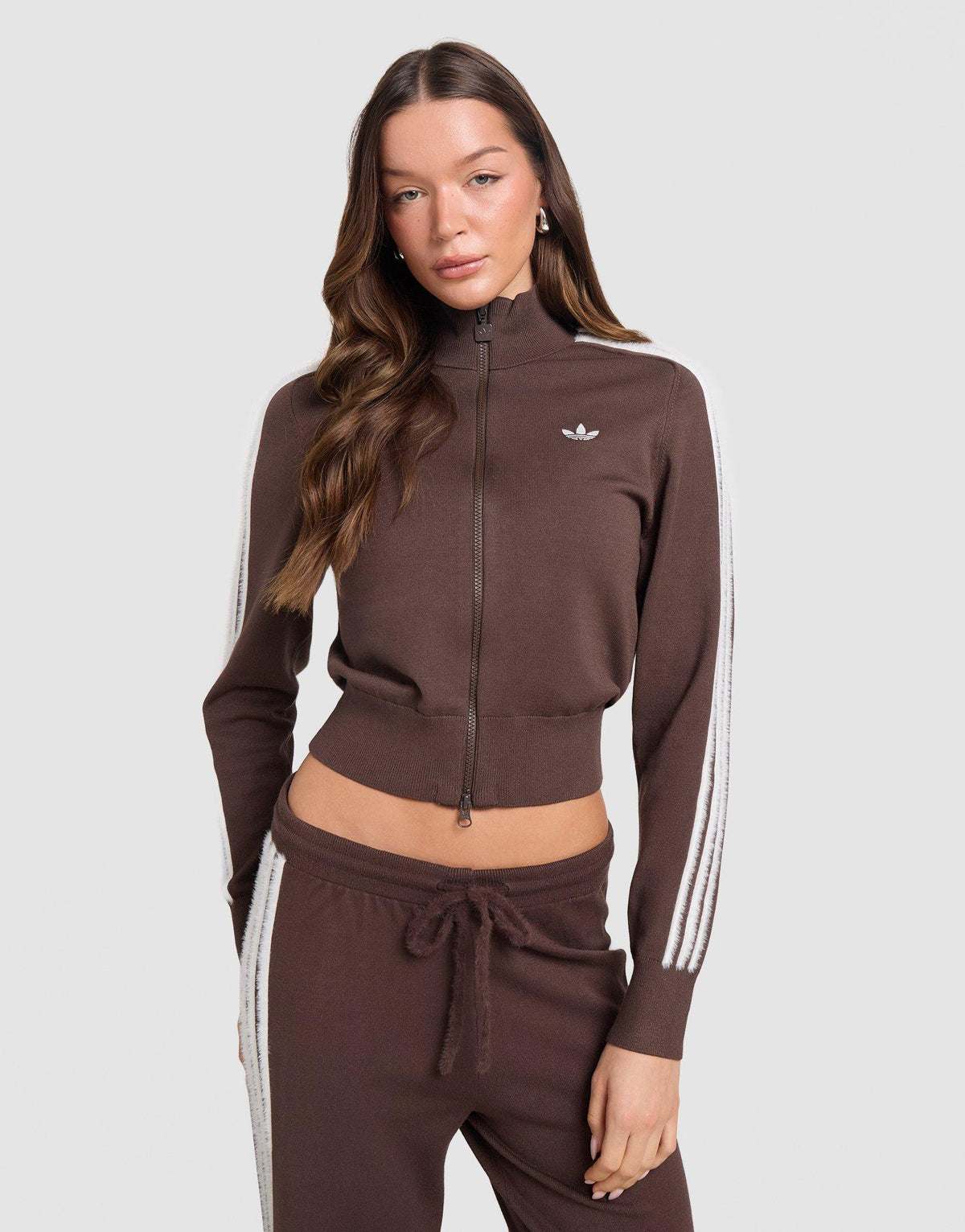 Fluffy 3-Stripes Knit Track Top