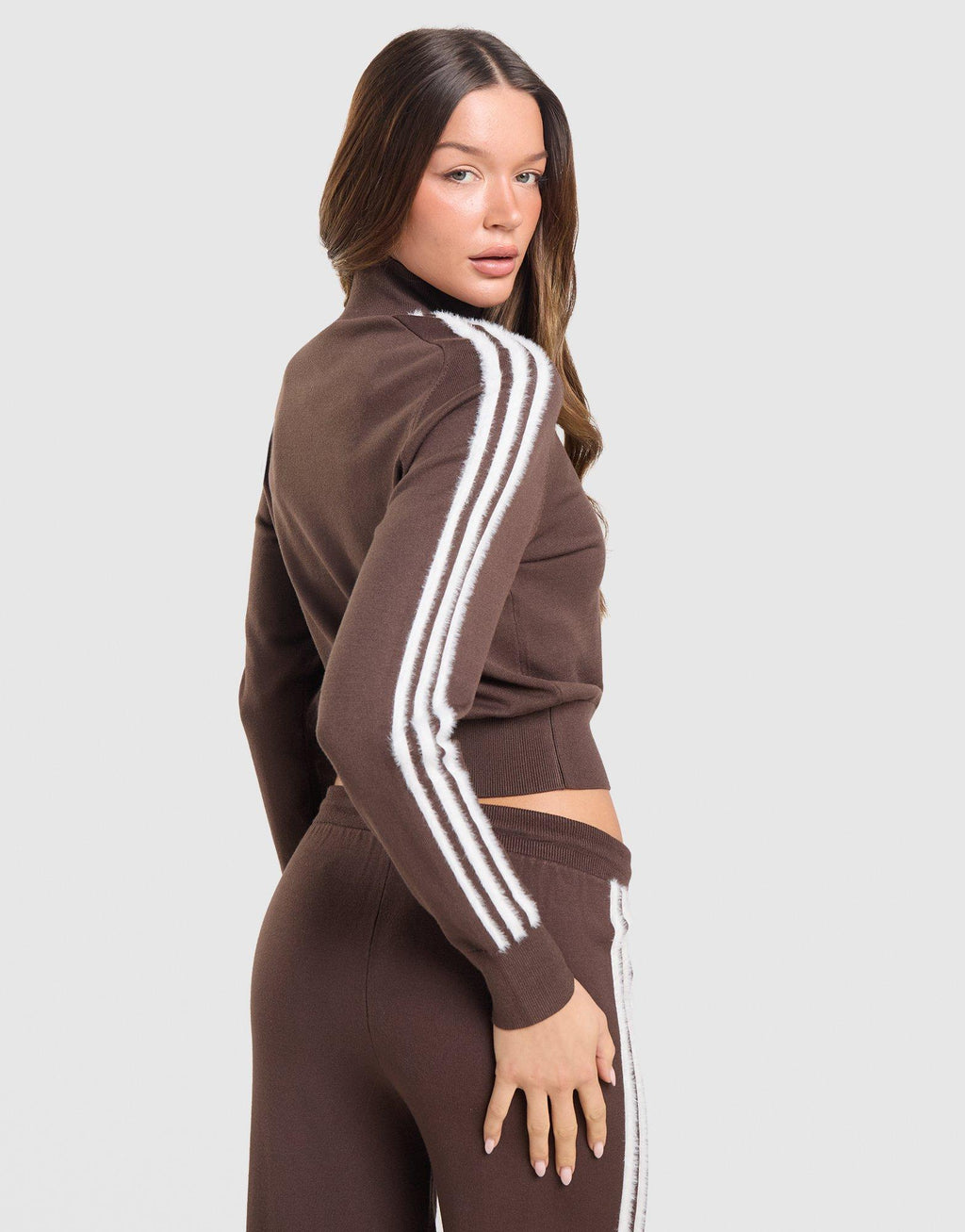 Fluffy 3-Stripes Knit Track Top
